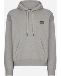 Dolce & Gabbana - Jersey Hoodie With Branded Tag - Lyst