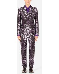 Dolce & Gabbana Double-breasted In Leopard-print Jacquard Sicilia-fit Suit - Multicolour
