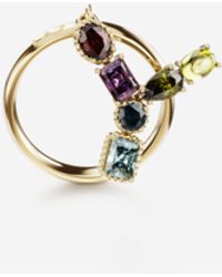 Damen Schmuck Ringe Dolce & Gabbana Ring Rainbow alphabet X aus gelbgold mit mehrfarbigen edelsteinen in Mettallic 