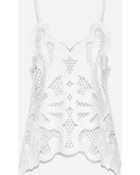 Dolce & Gabbana - Cotton Top With Cut-Out Detailing - Lyst