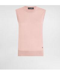 Dolce & Gabbana - Wool Tank Top With Dg Logo Embroidery - Lyst