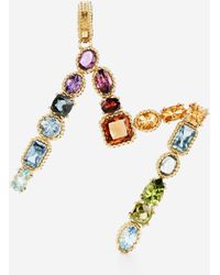 Dolce & Gabbana - Alphabet M 18 Kt Charm With Fine Gems - Lyst
