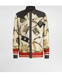 Dolce & Gabbana - Hemd Aus Seide Und Denim Mit Feuerzeug-Print - Lyst