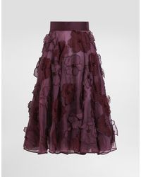 Dolce & Gabbana - Organza Midi Circle Skirt With Floral Embroidery - Lyst
