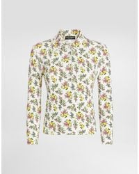 Dolce & Gabbana - Small Floral-Print Viscose Polo Shirt - Lyst