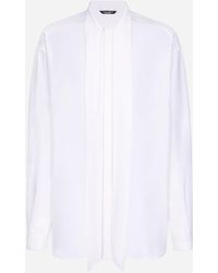 Dolce & Gabbana - Crepe De Chine Silk Shirt With Scarf Detail - Lyst