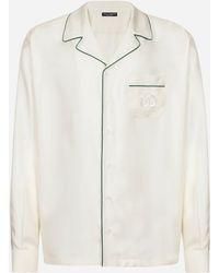 Dolce & Gabbana - Silk Twill Shirt With Dg Embroidery - Lyst