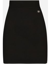 Dolce & Gabbana - Falda Corta En Punto De Viscosa Elástica Con Logotipo Dg - Lyst