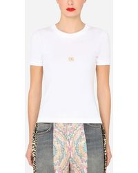 Dolce & Gabbana Short-Sleeved Jersey T-Shirt With Dg Logo - Weiß