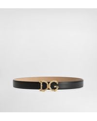 Dolce & Gabbana - Calfskin Belt With Logo - Lyst