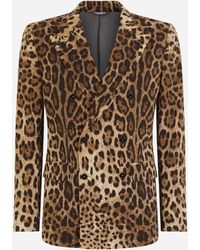 Dolce & Gabbana - Double-Breasted Wool Sicilia-Fit Suit With Leopard Print - Lyst