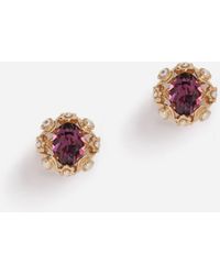 Dolce & Gabbana Gold-tone, Crystal And Faux Pearl Clip Earrings - Purple