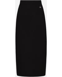 Dolce & Gabbana - Jupe Mi-Longue En Maille De Viscose Stretch À Logo Dg - Lyst