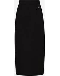 Dolce & Gabbana - Stretch Viscose Knit Pencil Skirt With Dg Logo - Lyst