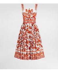 Dolce & Gabbana - Majolica-Print Long Poplin Dress - Lyst
