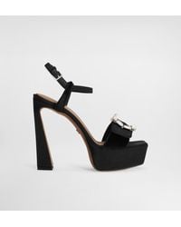 Dolce & Gabbana - Velvet Platform Sandals With Bejeweled Buckle - Lyst