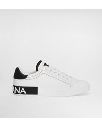 Dolce & Gabbana - Logo Portofino Leather Low-Top Trainers - Lyst