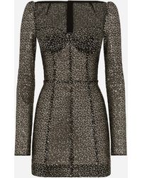 Dolce & Gabbana - Sequin-Embellished Corset Mini Dress - Lyst