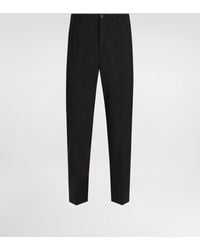 Dolce & Gabbana - Stretch Cotton Pants With Dg Embroidery - Lyst