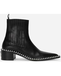 Dolce & Gabbana Bota Achille en piel de becerro cepillada con tachuelas - Negro