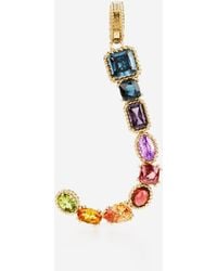 Dolce & Gabbana - Charm J Lettering 18-Carat And Multicolored Gems - Lyst