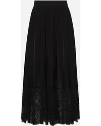 Dolce & Gabbana - Midi-Rock Aus Georgette Mit Spitzenkante - Lyst