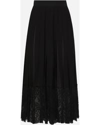 Dolce & Gabbana - Midi-Rock Aus Georgette Mit Spitzenkante - Lyst