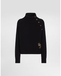 Dolce & Gabbana - Smooth Knit Turtleneck With Logo - Lyst