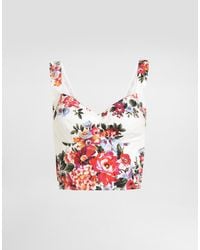 Dolce & Gabbana - Flower Bouquet-Print Cotton Bustier Top - Lyst