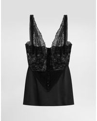 Dolce & Gabbana - Silk Top With Lace Inserts - Lyst