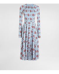 Dolce & Gabbana - Small Flower Bouquets-Print Long Charmeuse Dress - Lyst