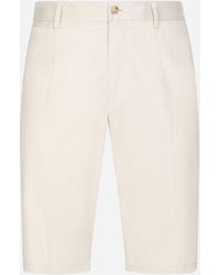 Dolce & Gabbana - Stretch Cotton Shorts With Dg Patch - Lyst