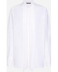 Dolce & Gabbana - Crepe De Chine Silk Shirt With Scarf Detail - Lyst