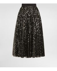 Dolce & Gabbana - Tulle Midi Circle Skirt With Micro-Sequin Embroidery - Lyst