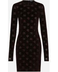 Dolce & Gabbana - Short Chenille Jacquard Dress With Dg Logo - Lyst