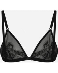 Dolce & Gabbana - Lace-Inlay Tulle Soft Triangle Bra - Lyst