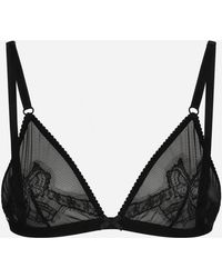 Dolce & Gabbana - Soutien-Gorge Triangle À Bonnets Souples En Dentelle Et Tulle - Lyst
