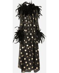 Dolce & Gabbana - Feather-Trimmed Polka Dot Silk Organza Gown - Lyst