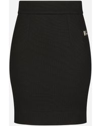 Dolce & Gabbana - Milano Rib Miniskirt With Dg Logo - Lyst