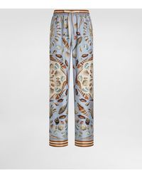 Dolce & Gabbana - Shell-Print Silk Twill Trousers - Lyst