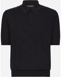 Dolce & Gabbana - Silk Polo-shirt With All-over Dg Logo Embroidery - Lyst