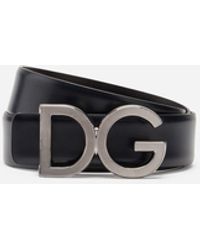 Dolce & Gabbana Ceinture En Cuir De Veau Avec Logo Dg - Bleu