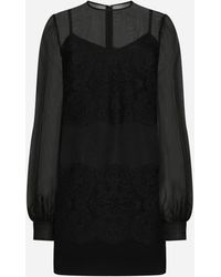 Dolce & Gabbana - Organza Lace Inlay Mini Dress - Lyst