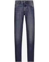 Dolce & Gabbana - Vaqueros Clásicos De Denim Con Bordado Dg - Lyst