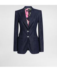 Dolce & Gabbana - Single-Breasted Denim And Silk Turlington Jacket - Lyst