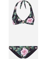 Dolce & Gabbana Bikini Mit Ringen Und Tropischem Rosendruck - Mehrfarbig
