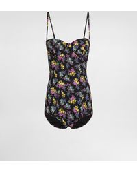 Dolce & Gabbana - Small Floral-Print Balconette One-Piece Swimsuit - Lyst