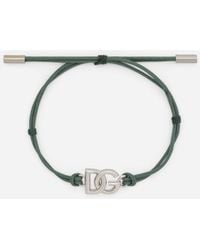 Dolce & Gabbana - Cord Bracelet With Dg Logo - Lyst
