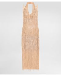 Dolce & Gabbana - Calf-Length Dress With Sequined Fringe Embellishment - Lyst