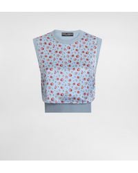 Dolce & Gabbana - Small Rose-Print Silk Tank Top - Lyst